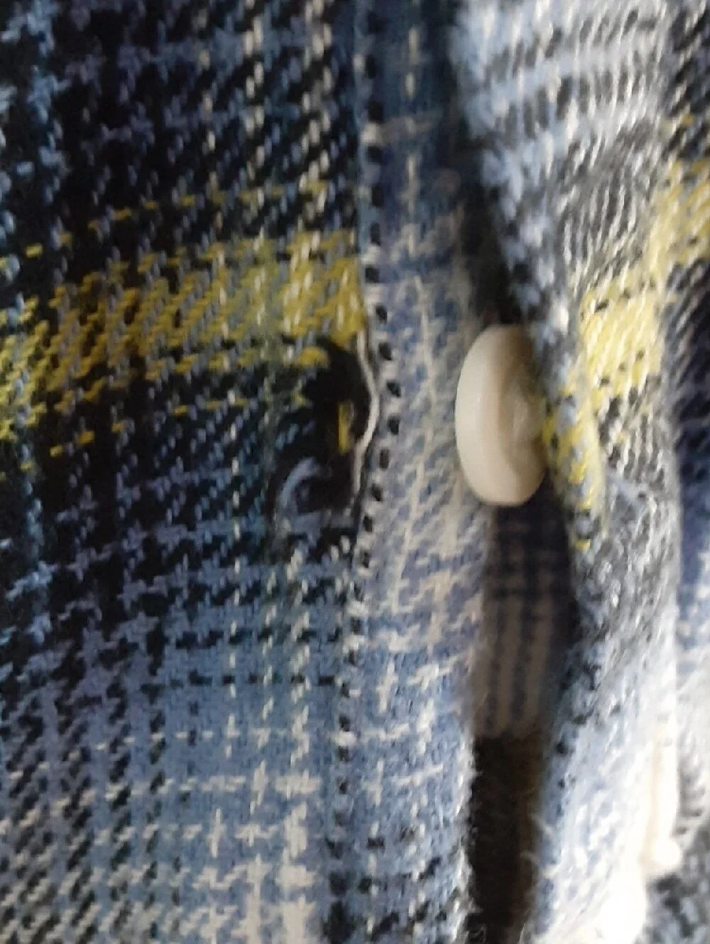 Levi's Jackson Worker Flannel Overshirt Shacket Plaid Blue Yellow Small Flaw
